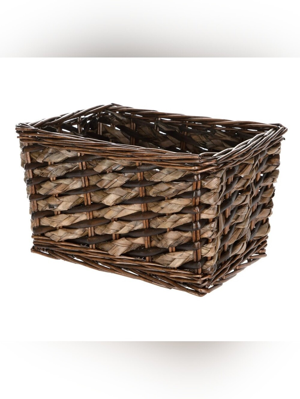 Mainstays Brown Rectangle Willow & Rush Basket